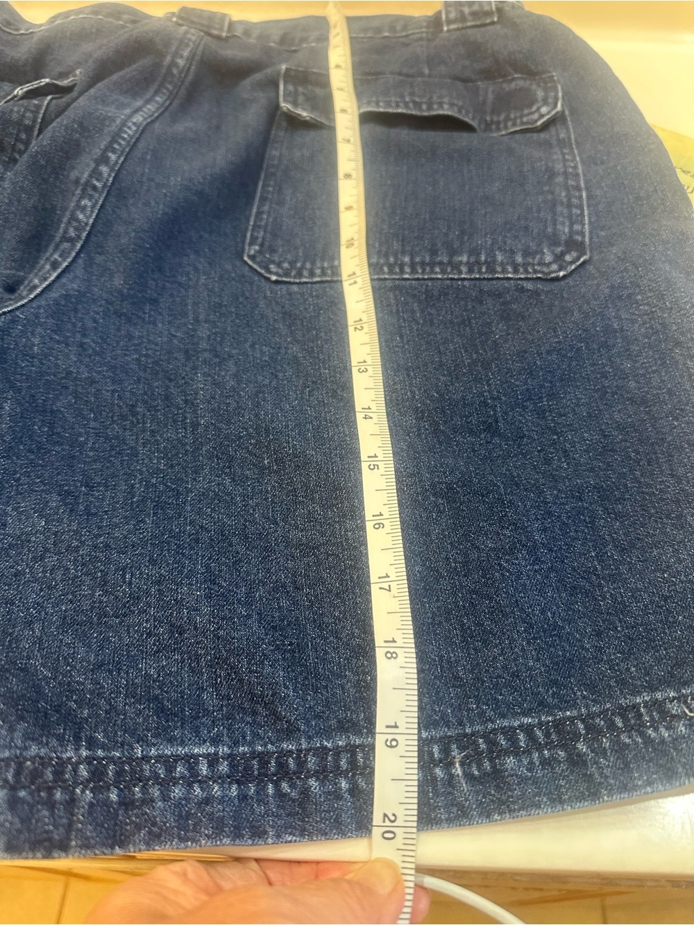 Croft & Barrow Men’s Dark Blue Denim Cargo Shorts Elastic Sides 6 Pockets Sz 38 - Picture 7 of 9